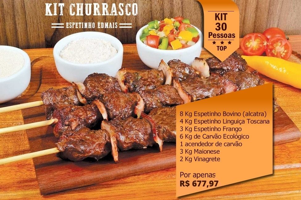 Kit Churrasco 30 Pessoas Top - EspetinhoEdMais