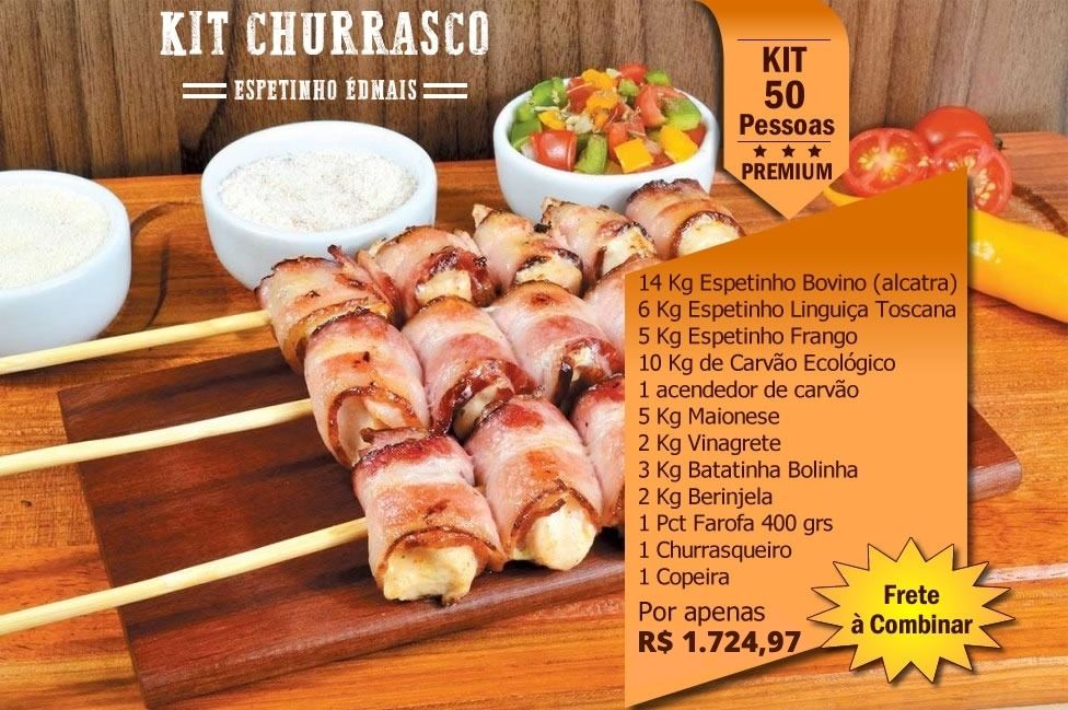 Kit Churrasco 50 Pessoas Top - EspetinhoEdMais